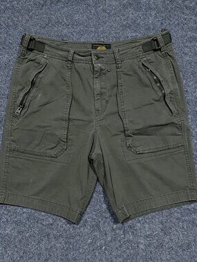 Abercrombie & Fitch Shorts Mens 36 Green Cargo Adjustable Waist Utility Casual